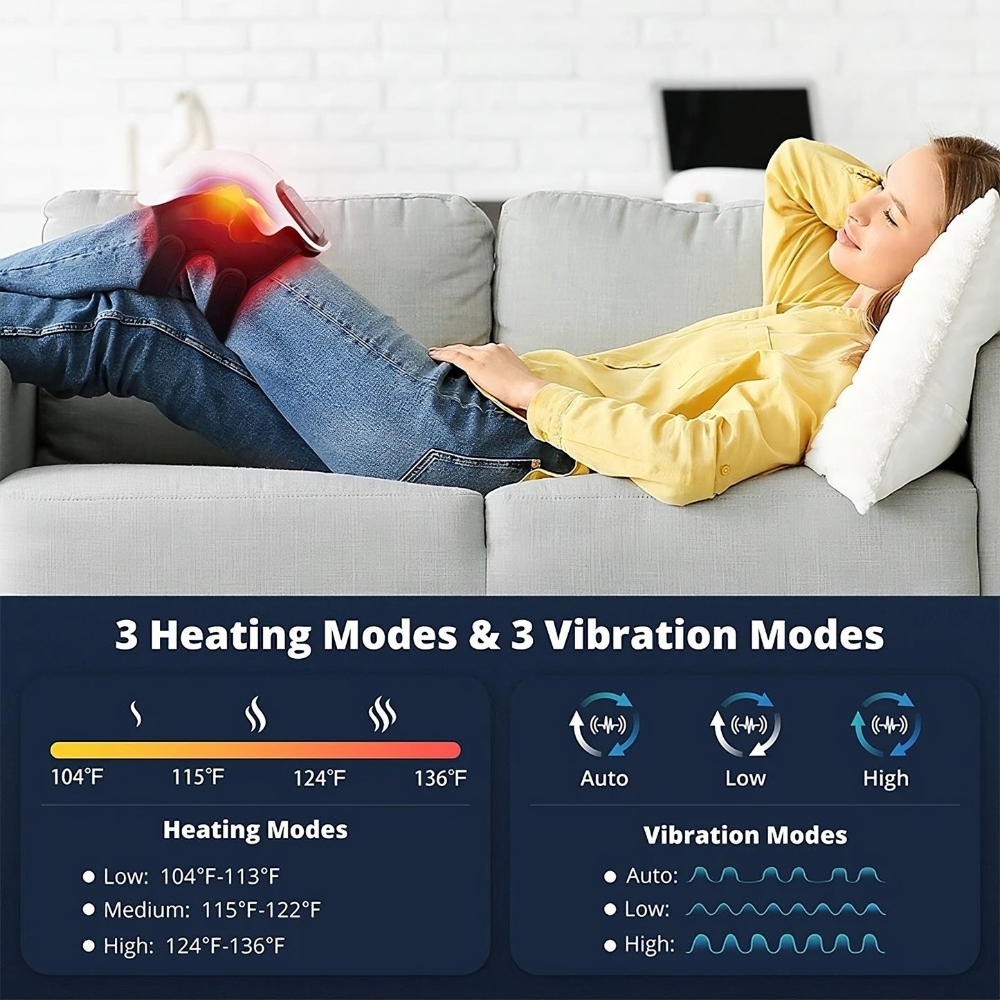 Massagers for Arthritis Knees - Cordless Knee Massager, Infrared Heat and Vibration Knee Pain Relief