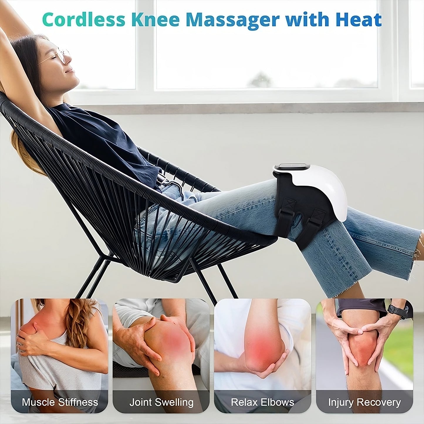 Massagers for Arthritis Knees - Cordless Knee Massager, Infrared Heat and Vibration Knee Pain Relief