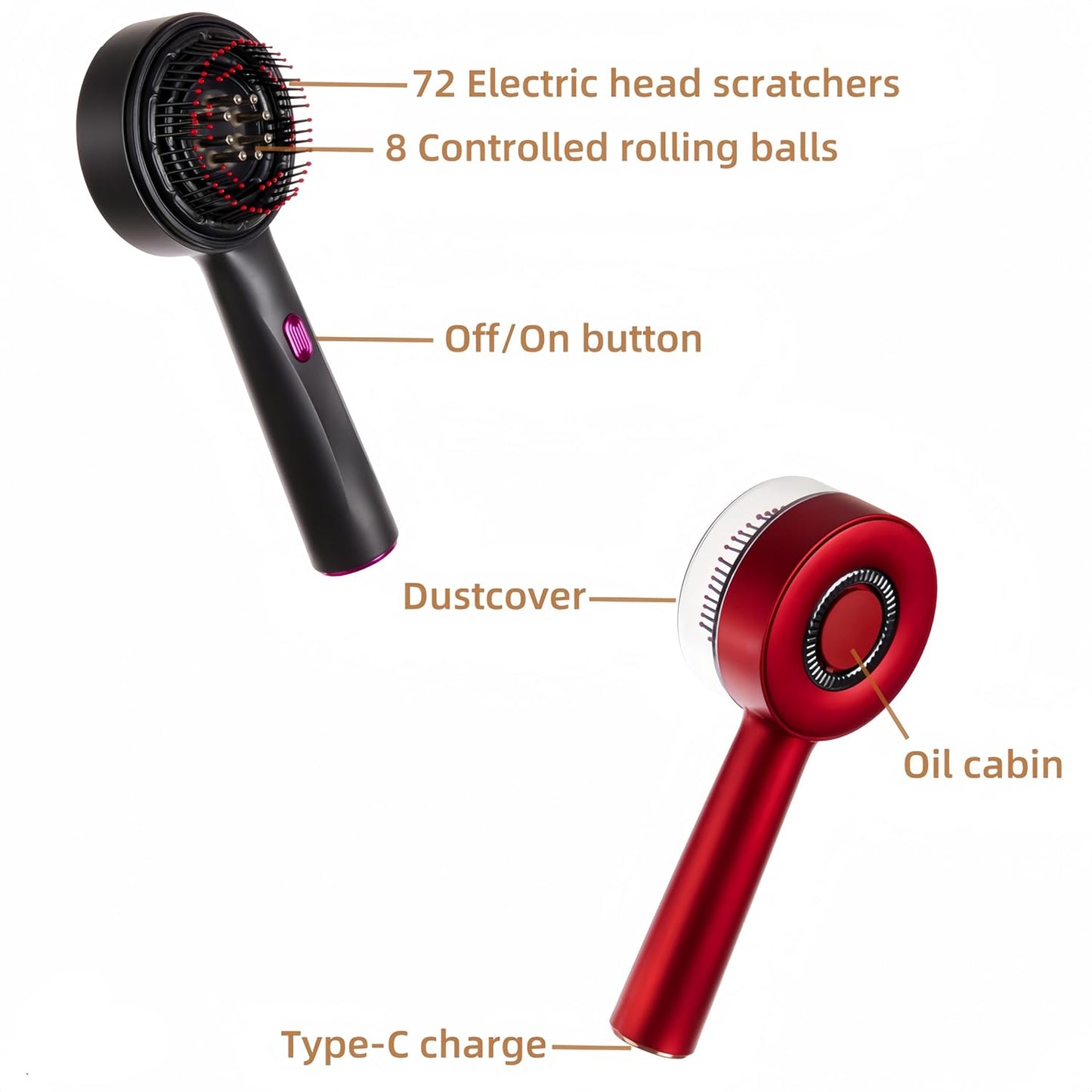 2-in-1 Scalp Massager with Oil Applicator,Electric Hair Brushes with Hair Oil Dispenser