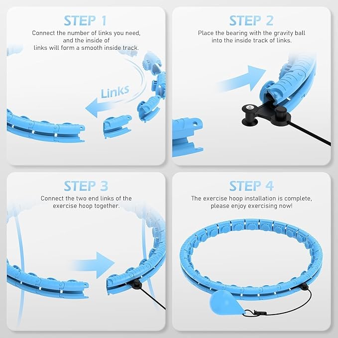 Smart Weighted Hula Hoop - Fun Fitness Core Training | 1 Year Warranty