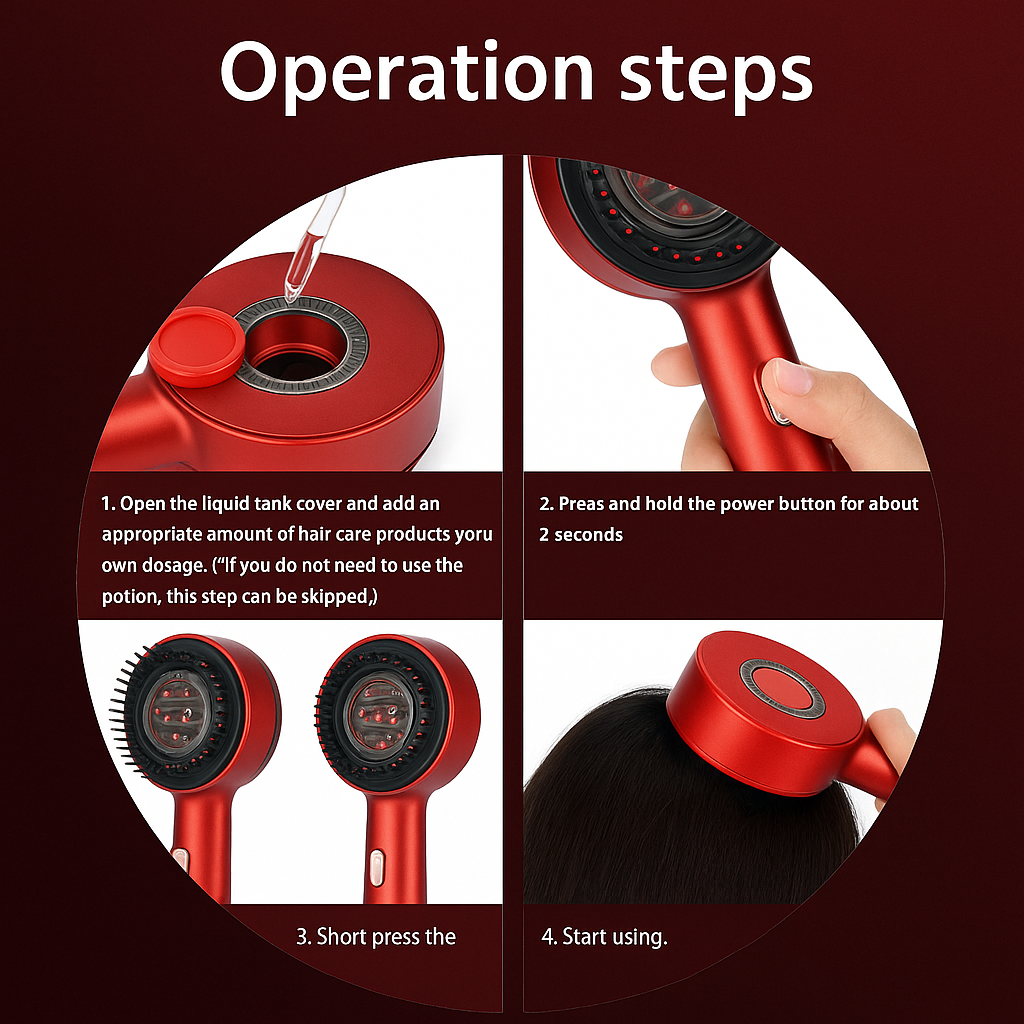 2-in-1 Scalp Massager with Oil Applicator,Electric Hair Brushes with Hair Oil Dispenser