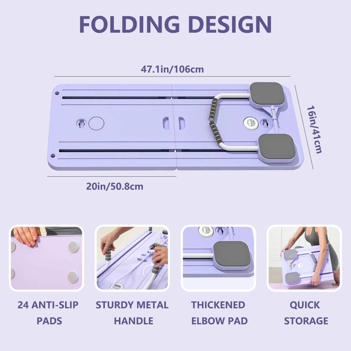 5 in 1 Pilates Board Multi-Purpose Foldable Pilates Reformer Set Durable Automatic Rebound Abdominal Board