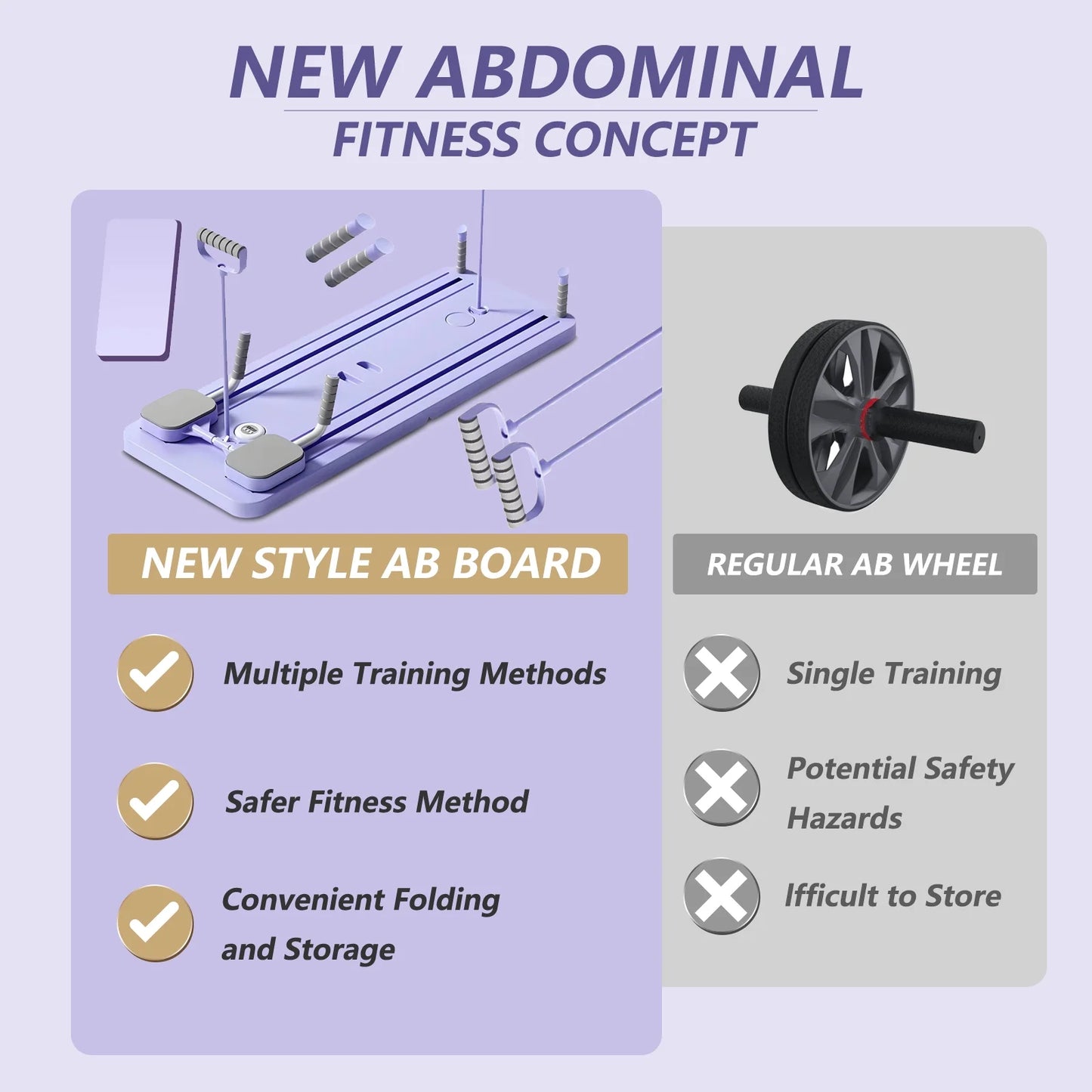 5 in 1 Pilates Board Multi-Purpose Foldable Pilates Reformer Set Durable Automatic Rebound Abdominal Board